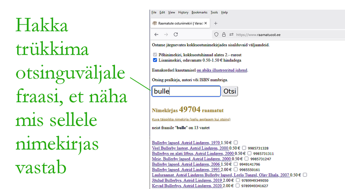 Raamatute kokkuostunimekiri - ostame kasutatud raamatuid